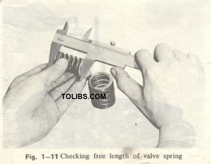 Checking free length of valve spring