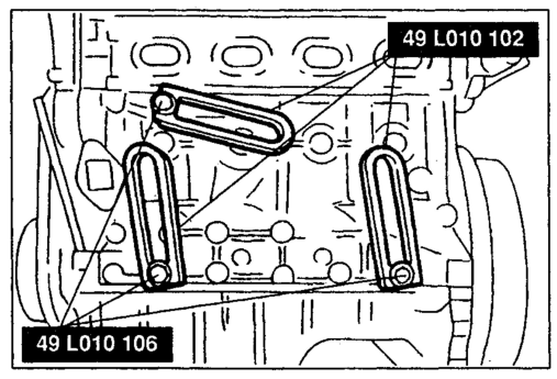 Install the SST (arms) to the holes as shown in the figure, and hand tighten the SST (bolts).