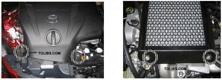 remove the two plastic clips securing the intercooler shroud to the vehicle and remove the three 10mm bolts securing the plastic intercooler cover
