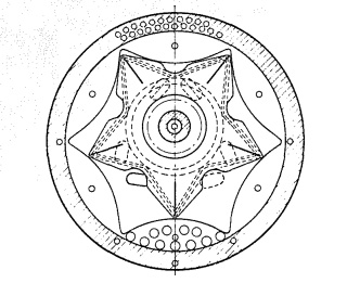 Rotary engine according to Sensaud de Lavou 1938 design had some merit but could not be putin to production because of sealing and lubrication problems Drawing courtesy Mazda