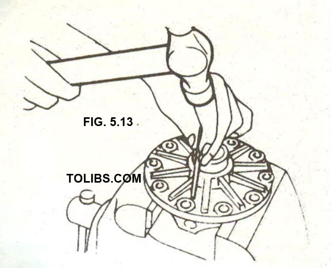When dismantling the differential, drive out the differential pinion shaft securing pin from this side of the differential housing.