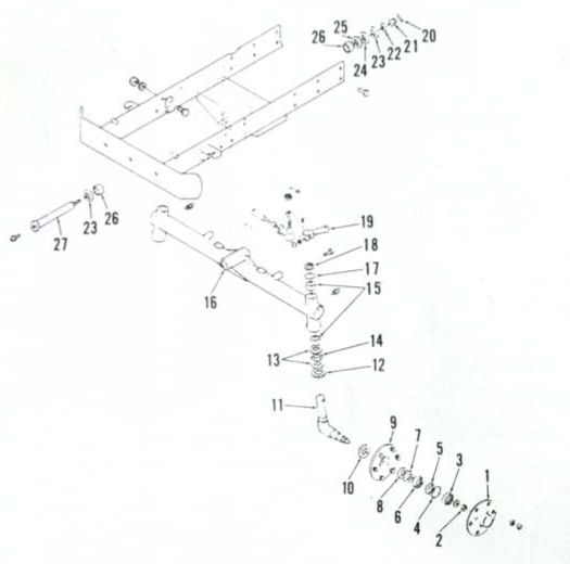 fixed tread front axle assembly