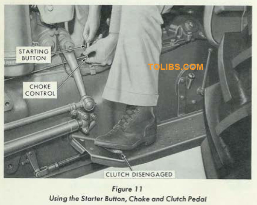 using the Starter Button, Choke and Clutch Pedal