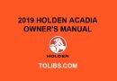 2019 Holden Acadia Owner's Manual