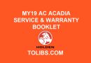 Service and Warranty Booklet Holden Acadia