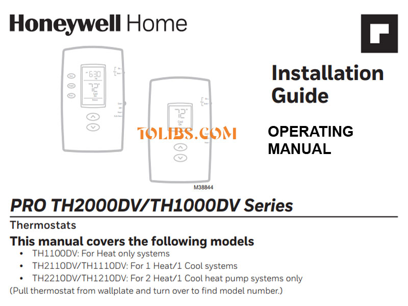 Honewywell Pro 1000 Vertical Non-Programmable Thermostat Manual & support