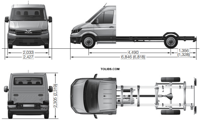 MAN TGE Chassis Long with Chassis cab